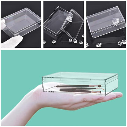 Clear Acrylic Box with Lids, 4 Pack 4.3x2.7x1 Inch Plastic Square Cube Candy Boxes Acrylic Storage Box for Wedding, Valentine's Day Party, Treats, Coin, Jewelry Accessories