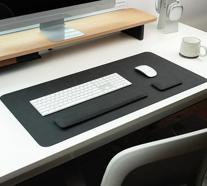 RENMTURE Large Mouse Pad and Keyboard Wrist Rest, Desk Pad for Keyboard and Mouse, Large Gaming Mouse Pad with Wrist Support, Desk Mat for Work and Gaming (Black)