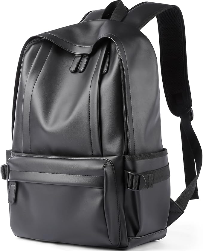 Laptop Leather Travel Backpack For Men Water-Repellent Carry On Back Pack For Travel Business Work computer Backpacks Fit 15.6" Laptop