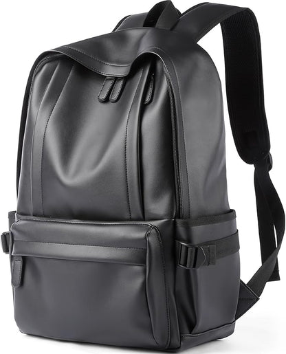 Laptop Leather Travel Backpack For Men Water-Repellent Carry On Back Pack For Travel Business Work computer Backpacks Fit 15.6" Laptop