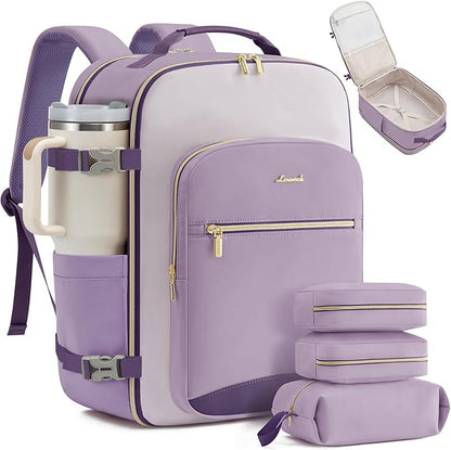 LOVEVOOK 40L Large Travel Backpack for Women, Carry on Backpack Airline Approved, Waterproof Travel Essentials fits 18" Laptop, TSA Personal Item Travels Bag Sports Backpack with 3 Packing Cubes