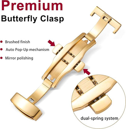 EACHE Croco Design Leather Watch Bands for Men Women,Quick Release Strap with Butterfly Deployment Buckle 18mm 19mm 20mm 21mm 22mm 23mm 24mm