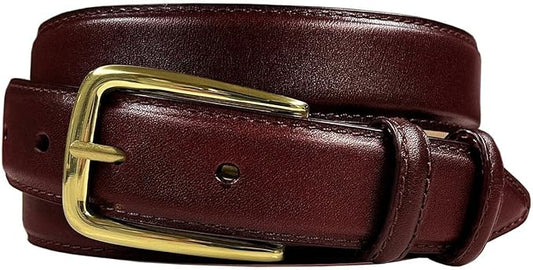 Andrew/Armando - Dress Belt Solid Brass Buckle (Gold & Silver) Genuine Full-Grain Cowhide Leather Belt 1-1/8"(30mm) Wide