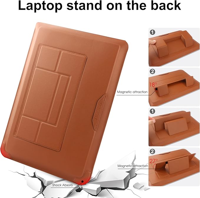HoYiXi 15 16 Inch Laptop Sleeve Case Leather Bag for MacBook Pro 16 2021 & 2019/ASUS Vivobook 15/Huawei MateBook D15/HP 15.6" PC/MacBook Pro 15/Surface Laptop 3/Dell Inspiron 15/IdeaPad, Brown