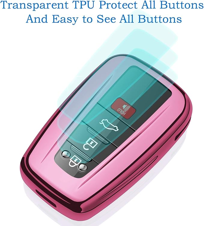 Autophone for Toyota Key Fob Cover with Keychain Soft TPU Key Shell Case,For 2019-2026 Rav4 2020-2022 Highlander Corolla Prius 2018-2024 Camry C-HR Avalon GT86 2021-2024 4runner(Pink)