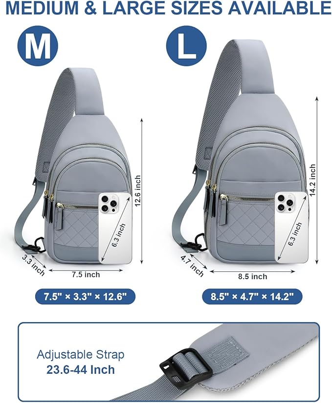 Capolo Sling Bag for Women Men Waterproof Crossbody Bags for Women Trendy Casual Fanny Pack with Convertible Shoulder Strap Chest Bag for Travel Hiking(Blue, Large)