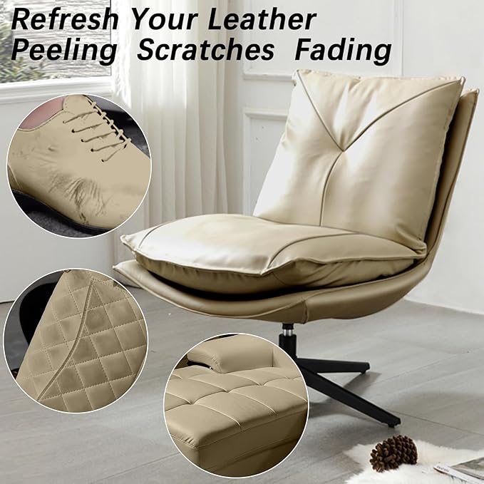 Beige Leather Recoloring Balm, Leather Color Restorer Conditioner, Leather Repair Kits for Vinyl Furniture, Sofa, Car Seats, Shoes - Repair Leather Color on Faded & Scratched (Beige)