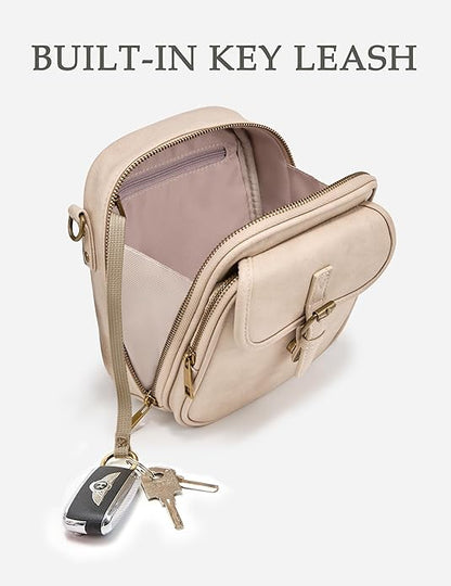 Crossbody Bag for Women Men, Vegan Leather Anti-Theft Messenger Shoulder Bag, Vintage Cross Body Purse with Card Slots