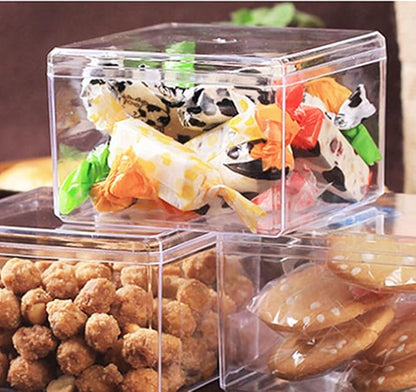 Clear Square Cube Acrylic Box 4 Packs With Lid - Transparent Storage Containers for Candy, Pills, and Tiny Jewelry - 4 x 4 x 2.4 Inch