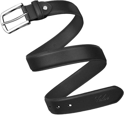 Falari Men Genuine Leather Casual Dress Belt With Single Prong Buckle, Classic Style Belt