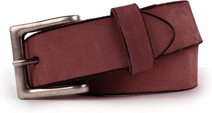 NPET Mens Leather Belt Full Grain Vintage Distressed Style Snap on Strap 1 1/2" Wide with Buckle