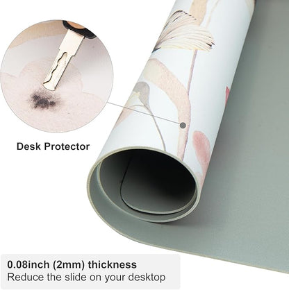 Colorful Star Large Mouse Pad, Watercolor Floral Desk Mat Office Supplies, Waterproof PU Leather Gaming Mousepad for Women Girls, Butterflies Desk Pad Home Office Décor Accessories 31.5" x 11.8"