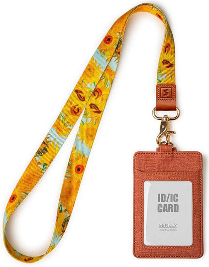 SENLLY ID Badge Holder Gift with Cute Neck Lanyard Strap, 2 Card Slots and 1 Clear ID Window, for Women and Men