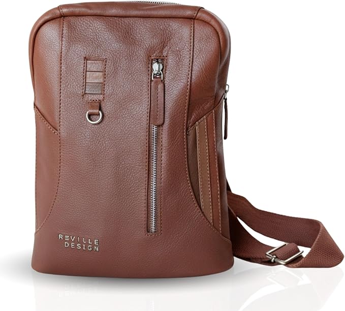 Full Grain Leather Backpack – Water-Resistant, Padded Laptop Compartment, Adjustable Straps, 16L Capacity, Slim Design, Leather Backpack for Men and Women - Amber Brown