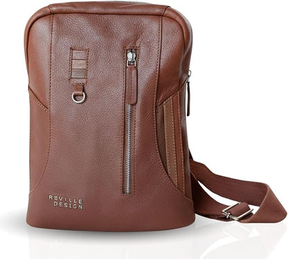 Full Grain Leather Backpack – Water-Resistant, Padded Laptop Compartment, Adjustable Straps, 16L Capacity, Slim Design, Leather Backpack for Men and Women - Amber Brown