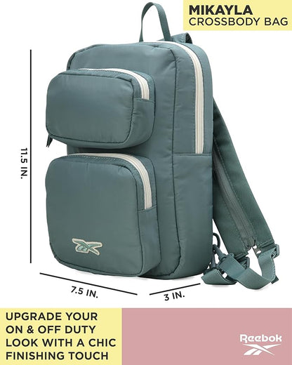 Reebok Unisex Crossbody Sling Bags – Compact Convertible Strap Cross Body Bag Travel Sling Bag - Gym & Travel Essential, Mikayla Green