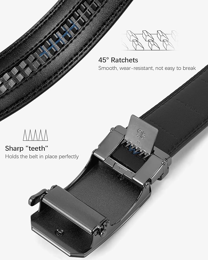 BOSTANTEN Mens Belt Leather Ratchet Belt For Men Dress and Casual with Adjustable Buckle, Trim to Fit