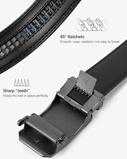 BOSTANTEN Mens Belt Leather Ratchet Belt For Men Dress and Casual with Adjustable Buckle, Trim to Fit