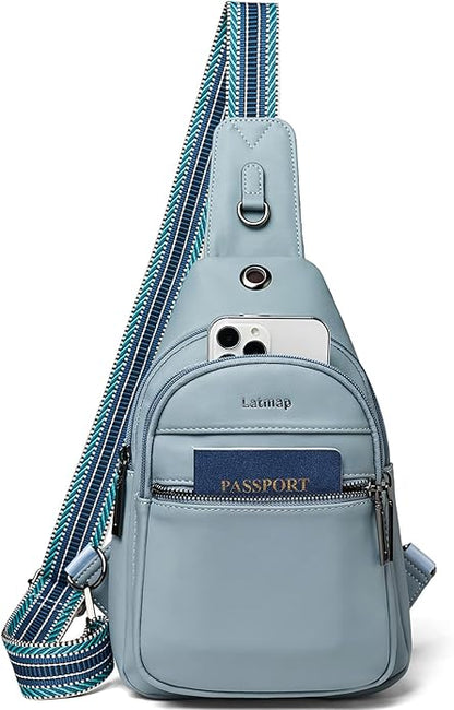 LATMAP Sling Bag For Women Faux Leather Small Casual Daypack Backpack Fanny Pack Crossbody Chest Bags Purse