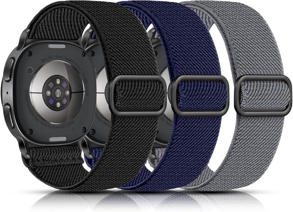 Lerobo Elastic Bands Compatible with Samsung Galaxy Watch 8 7 6 5 4 40mm 44mm/Galaxy Watch 8 Classic 6 4 Classic 43mm 47mm 42mm 46mm/5 Pro Band 45mm/Active 2,3 Pack 20mm Adjustable Nylon Sport Band