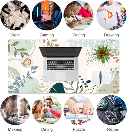 Colorful Star Large Mouse Pad, Green Pink Waterproof Desk Mat, Abstract Boho Double Sided Computer Gaming Mouse Pad, XXL Full Desk Mousepad Non Slip Desk Pad for School Office Home 31.5" x 15.7"