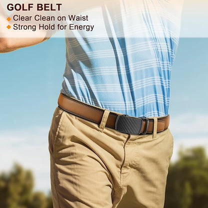 KEMISANT Men Belt Ratchet Click Belt Genuine Leather Adjustable For Men Golf Dress Casual Jeans 1 3/8-Cut For Fit