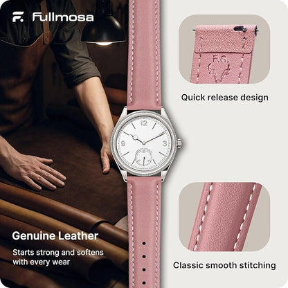 Fullmosa Watch Band, Quick Release Leather Watch Strap for Men Women, Replacement Bands Width 12mm 14mm 16mm 18mm 19mm 20mm 21mm 22mm 24mm