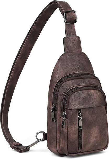 MASINTOR Sling Bag for Women - Crossbody Bags Fanny Pack with Vegan Leather - Adjustable Sling Backack for Travel