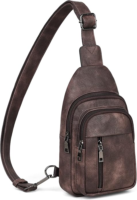 MASINTOR Sling Bag for Women - Crossbody Bags Fanny Pack with Vegan Leather - Adjustable Sling Backack for Travel