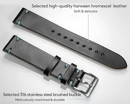 hemsut h Leather Watch Bands for Men, Horween Quick Release Leather Watch Strap Vintage Watch Replacement Wrap of 18mm, 20mm, 22mm