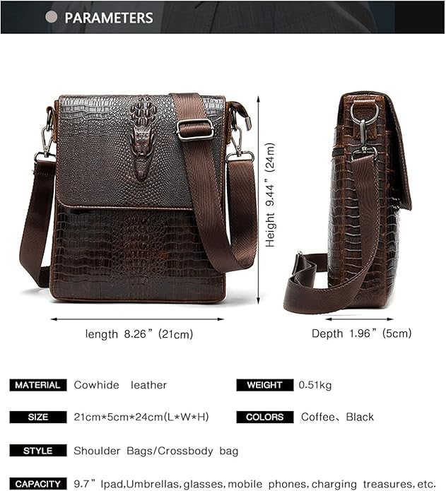 Mens Crossbody Bag, Leather Messenger Shoulder Bag for Women Men Purse Travel Work Business | Leather, Messenger, Purse, Travel, Work, Business
