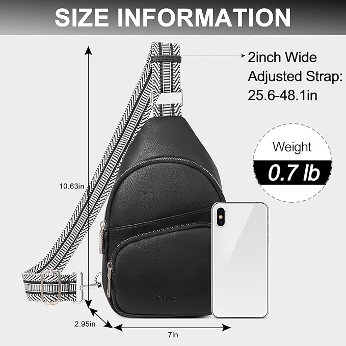 CLUCI Small Sling Bag for Women, Vegan Leather Fanny Pack Crossbody Bags for Women, Chest Bag With Guitar Strap