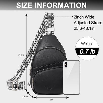 CLUCI Small Sling Bag for Women, Vegan Leather Fanny Pack Crossbody Bags for Women, Chest Bag With Guitar Strap