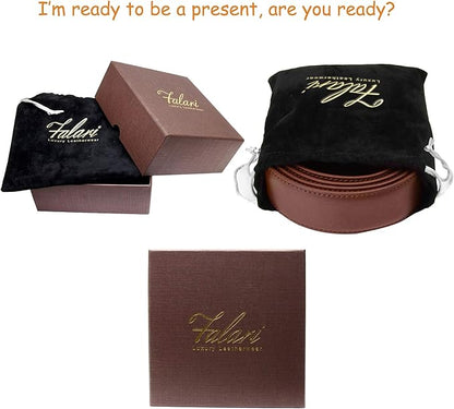 Falari Men Genuine Leather Casual Dress Belt With Single Prong Buckle, Classic Style Belt