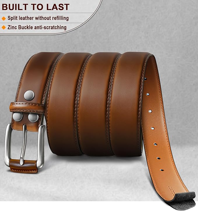 BULLIANT Men Belt Multi Pack,Leather Belt For Gift Men Golf Dress Casual Jean 7Holes 1 3/8"