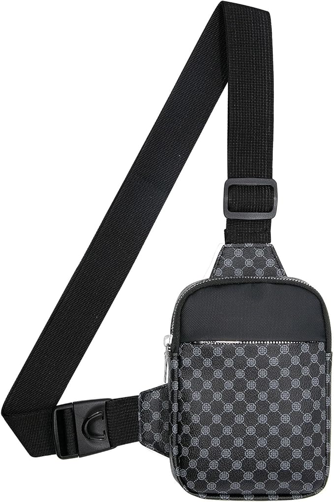 Long Keeper Mini Sling Bag - Women Men Vegan Leather Crossbody Phone Bag Waterproof Travel Running Chest Bag Casual Daypack