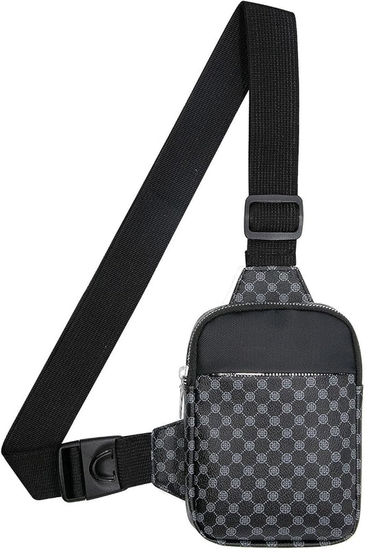 Long Keeper Mini Sling Bag - Women Men Vegan Leather Crossbody Phone Bag Waterproof Travel Running Chest Bag Casual Daypack