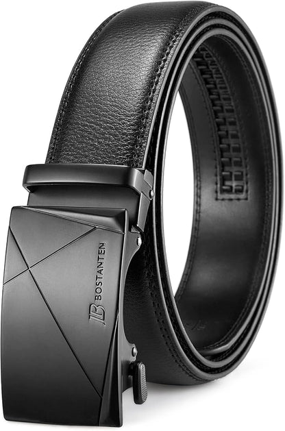 BOSTANTEN Mens Belt Leather Ratchet Belt For Men Dress and Casual with Adjustable Buckle, Trim to Fit