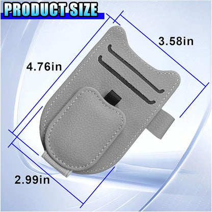 2PCS Sunglass Holder for Car Sun Visor, Magnetic Leather Vehicle Glasses Eyeglass Mount & Ticket Card Clip, Automotive Interior Visor Accessories, Universal for Sedan SUV Truck (Grey)