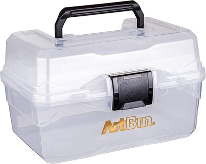 ArtBin 6890AG Small Project Box, Portable Art & Craft Organizer with Lift-Out Tray, [1] Plastic Storage Case, Clear