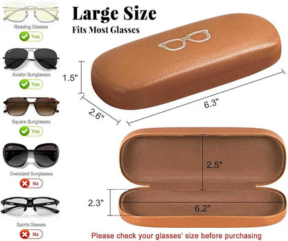 RayLove Glasses Case, 2 Pack Unisex Hard Shell Eyeglass Case PU Leather Hard Eyeglass Case with Eyewear Accessories