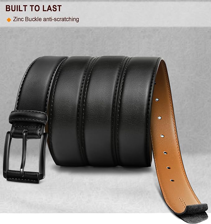 KEMISANT Men Belt-Genuine Leather Belt for Men Dress Casual Golf Jeans 1 3/8"