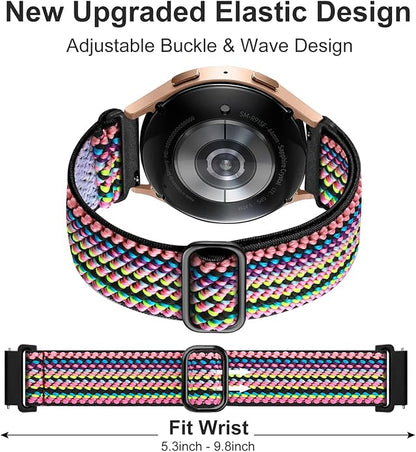 Lerobo Elastic Bands Compatible with Samsung Galaxy Watch 8 7 6 5 4 40mm 44mm/Galaxy Watch 8 Classic 6 4 Classic 43mm 47mm 42mm 46mm/5 Pro Band 45mm/Active 2,3 Pack 20mm Adjustable Nylon Sport Band