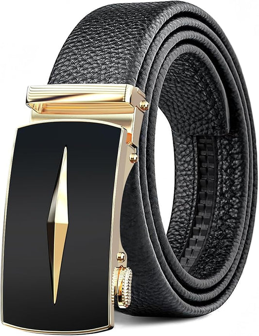 Men's Belt,Leather Ratchet Dress Belts with Sliding Adjustable Belts Dress Casual Jeans Comfort Trim to Fit