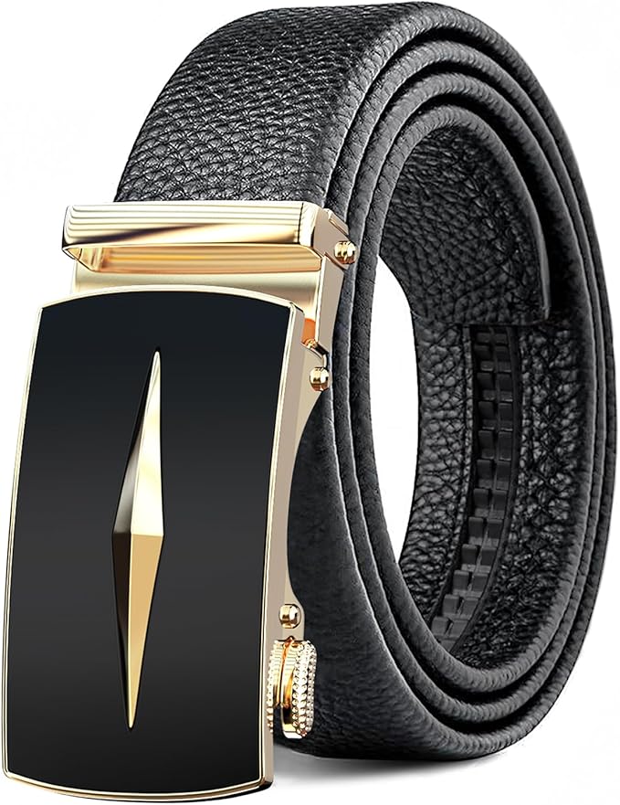 Men's Belt,Leather Ratchet Dress Belts with Sliding Adjustable Belts Dress Casual Jeans Comfort Trim to Fit