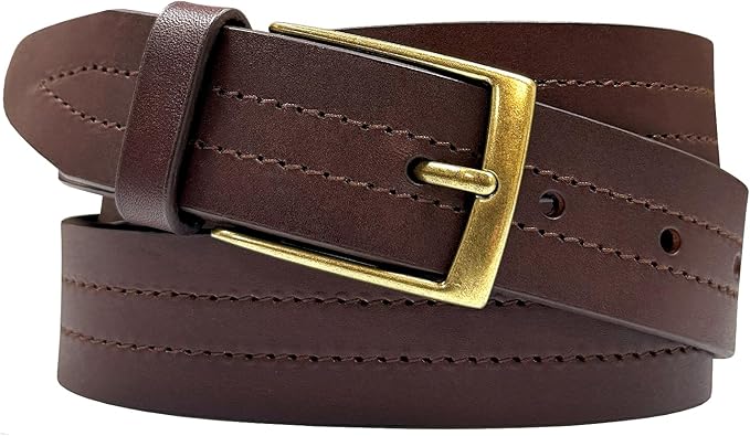 Men's Oil-Tanned Genuine Leather Dress Classic Belt 1-1/8"(30mm) or 1-3/8"(35mm) Wide One Piece Dress Belt