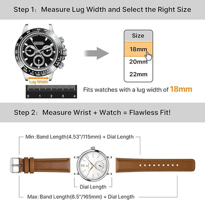 Fullmosa 18mm 20mm 22mm 24mm Leather Watch Bands, 2 Pack Soft Quick Release Watch Strap Compatible with Garmin Vivoactive 5/6/4/3, Venu 4/3S/2S, Samsung Galaxy Fossil Amazfit for Men Women,18mm Toffee Brown&Silver/Black&Black