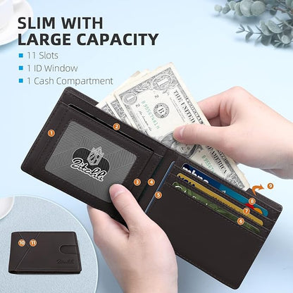 Zitahli Bifold Wallets for Men - Slim RFID Leather Credit Card Holder for 6-11 Cards, Minimalist Thin Wallet with ID Window & Cash Slot,Front Pockt Carteras Para Hombres, Birthday Gifts for Men | Slim, RFID Blocking, Premium, Front Pocket, Gift Box, Le...