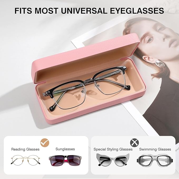 Marvolia Glasses Case Hard Shell Square Large Eyeglasses Case PU Leather Protective Case for Sunglasses Eyeglasses