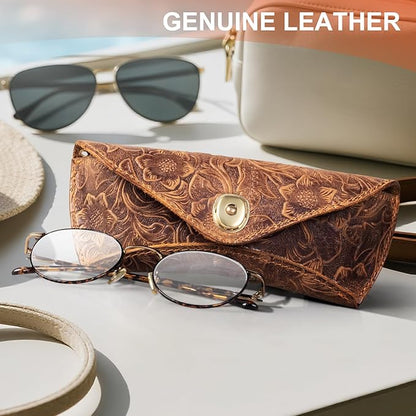 Real Leather Eyeglasses Case for Men and Women - Reading Glasses Pouch